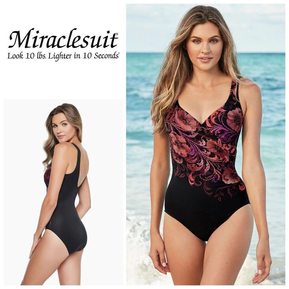 New. Miraclesuit Poppy wrap swimsuit. Size 14. Retails $194